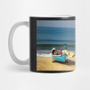 Families enjoy the time on the beach in India Mug